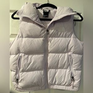 Women’s lilac North Face down vest, size small